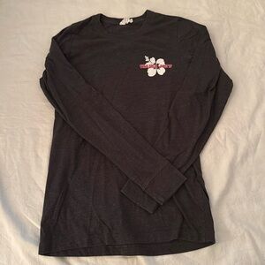 TRADER JOES Mens Rust Long Sleeve Hibiscus Tee